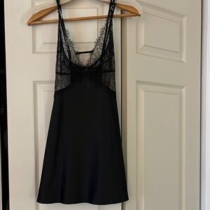Victoria's Secret Black Lace Trim Sleepwear Slip